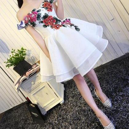 White Off Shoulder Short Party Dress With..