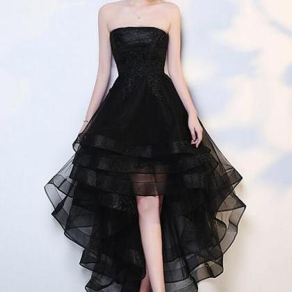 Black High Low Tulle And Applique Fashion..