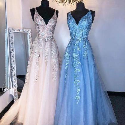 Tulle Long Prom Dress With Appliques And..