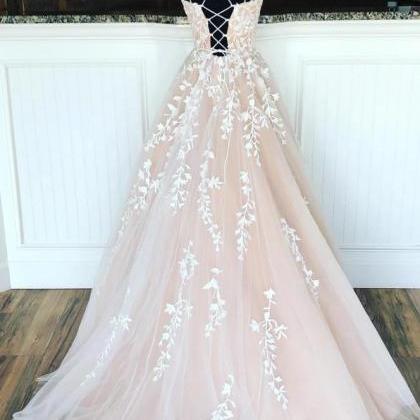 Style Champagne Prom Dress With Straps, Prom..