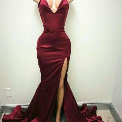 Sexy Mermaid Prom Dress With Slit, Special..