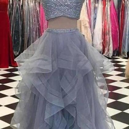Two Pieces Long Prom Dresses With Beading,pl4567