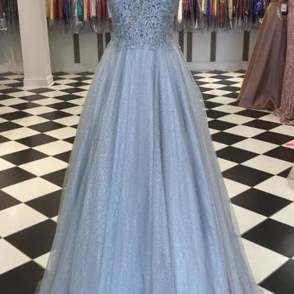 Sparkly Long Prom Dresses With Appliques And..
