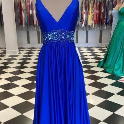 Royal Blue Long Prom Dresses With Beading ,pl4581