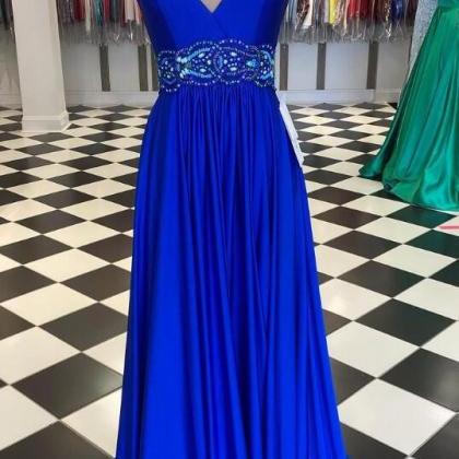 Royal Blue Long Prom Dresses With Beading ,pl4581