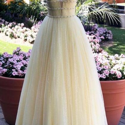 Yellow Sparkly Prom Dresses Long With..