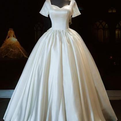 White Sweetheart Satin Long Bridal Dress White..