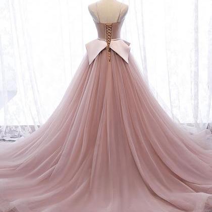 Pink Sweetheart Tulle Long Prom Gown Pink Tulle..