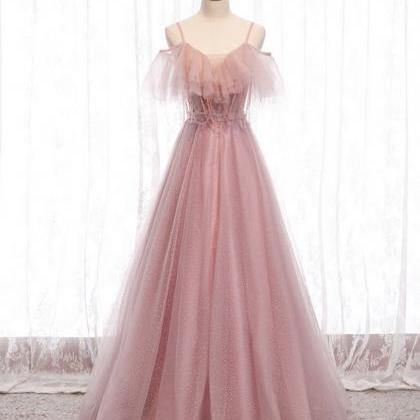 Pink Sweetheart Tulle Long Prom Dress Pink Tulle..