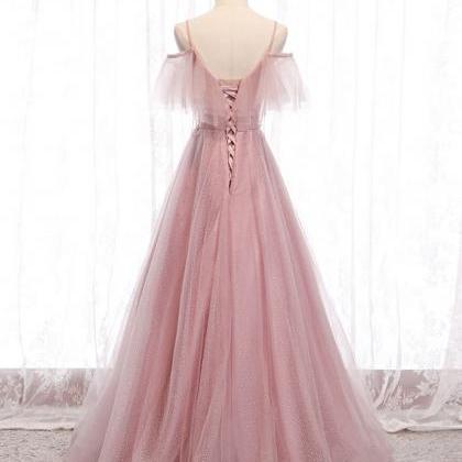 Pink Sweetheart Tulle Long Prom Dress Pink Tulle..