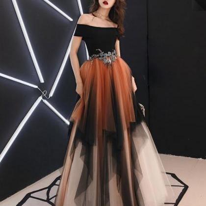 Simple Tulle Lace Long Prom Dress, Tulle Formal..