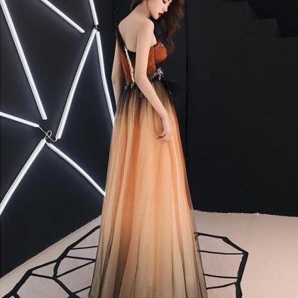 Unique Chiffon Lace One Shoulder Long Prom Dress,..