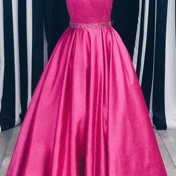 A-line Long Prom Dresses, Pink Prom Dresses, Prom..