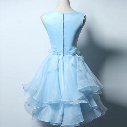 Cute Blue A Line Short Prom Dress, Blue Evening..