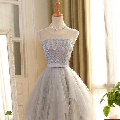 Cute Tulle Sequins Irregular Short Prom Dress,..