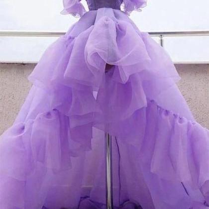 Custom Purple High-low Princess Gorgeous Prom..