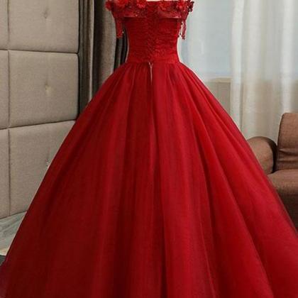 Gorgeous Strapless Burgundy Lace Beaded Long Prom..