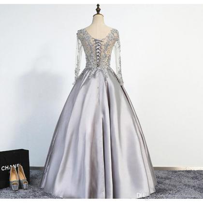 Prom Dresses Elegant Sliver Evening Dresses A-line..