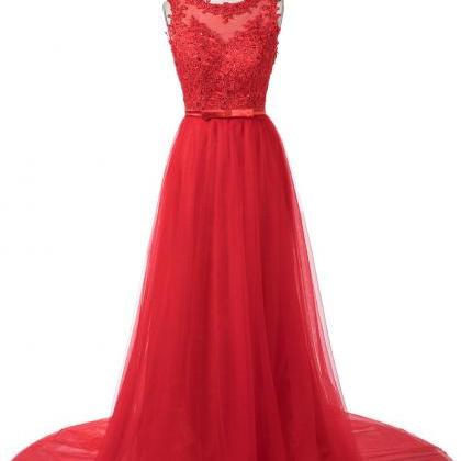 Red Sleeveless Prom Dresses With Beads,pl5166