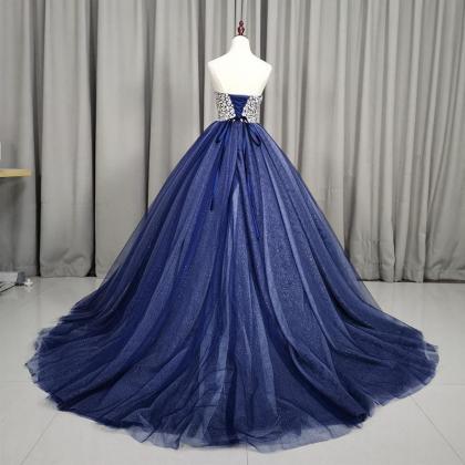 Gorgeous Blue Ball Gown Sweet 16 Party Dress, Blue..