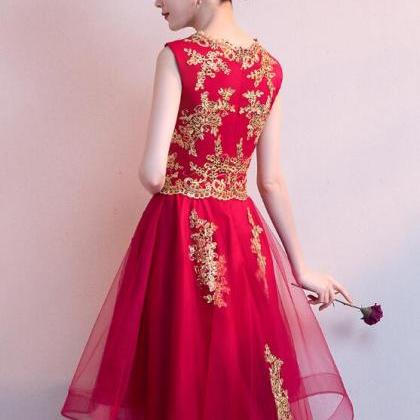 Adorable Wine Red High Low Homecoming Dress With..