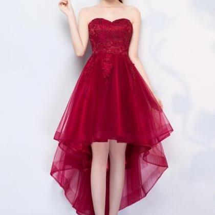 Dark Red Homecoming Dress 2022, Beautiful High Low..