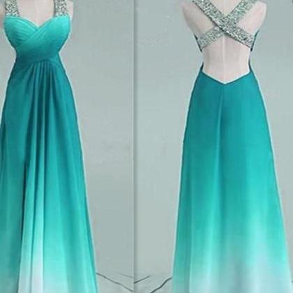 Simple Sweetheart Sequins Gradient Long Party..