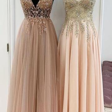 V Neckline Prom Dress, Evening Dress ,winter..