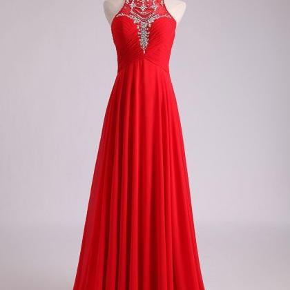 Scoop A-line/princess Prom Dresses With Beads And..
