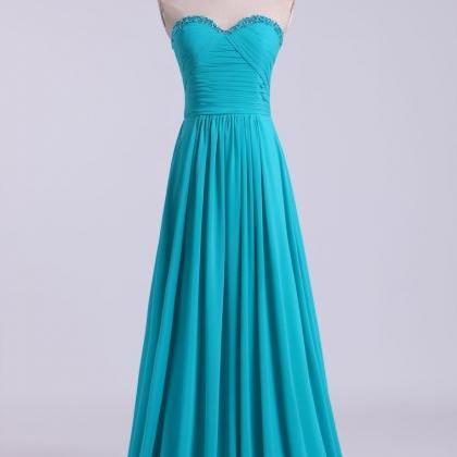 Sweetheart Neckline With Beads Pleated Bodice..
