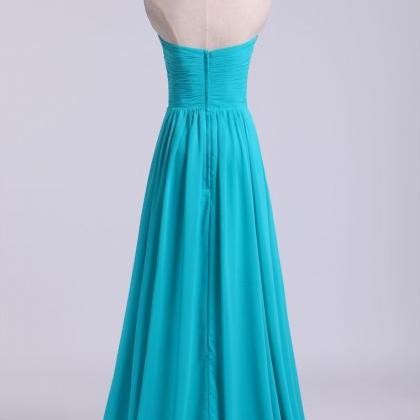 Sweetheart Neckline With Beads Pleated Bodice..