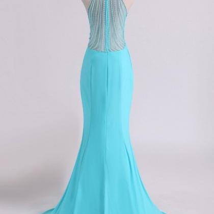 Prom Dresses Scoop Mermaid Spandex With Beading..