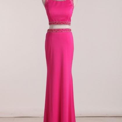 Two-piece Scoop Spandex With Beads Mermaid Prom..