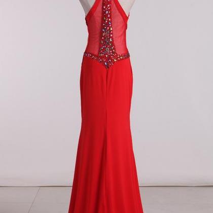 Mermaid V Neck Prom Dresses Spandex With Beads And..