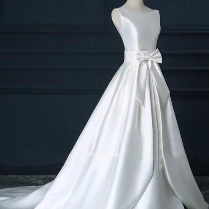 A-line Wedding Dress - Scoop Court Train Satin..