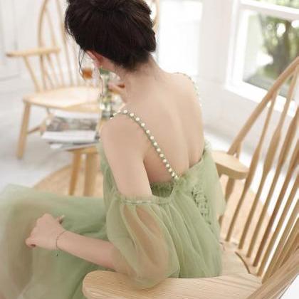 Spaghetti Strap Homecoming Dress,green Party..