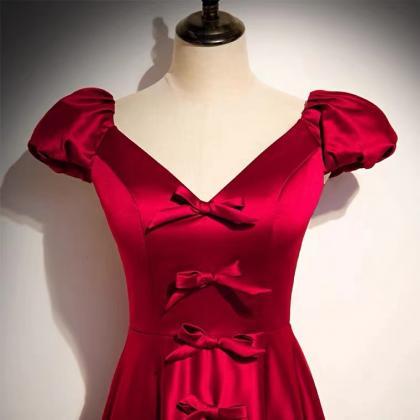 , Red Dress, Elegant Party Dress,cut Long Prom..