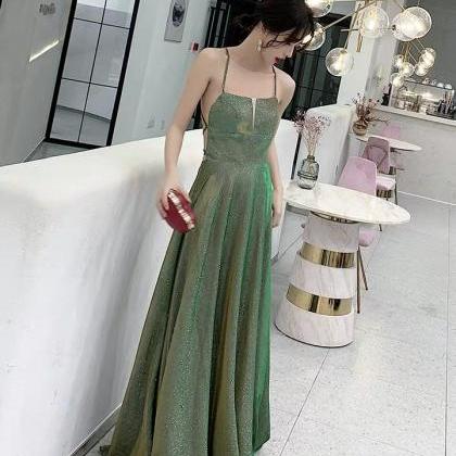 Spaghetti Strap Evening Dress, Elegant Long Fairy..