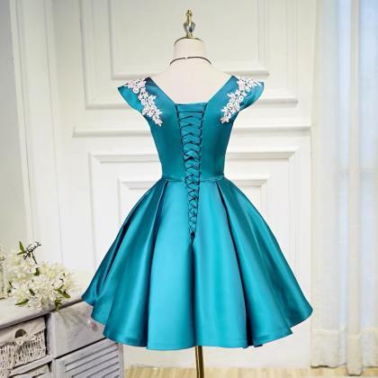 Blue Evening Dress, V-neck Cocktail Dress,..