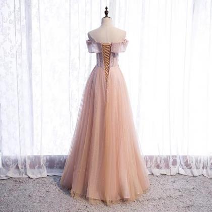 Pink Evening Dress, Style, Long Off Shoulder Fairy..