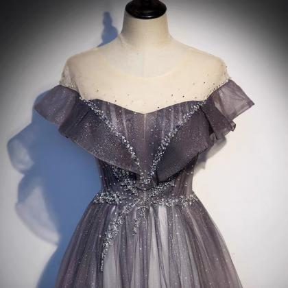 Grey starry prom dress, Hepburn sty..