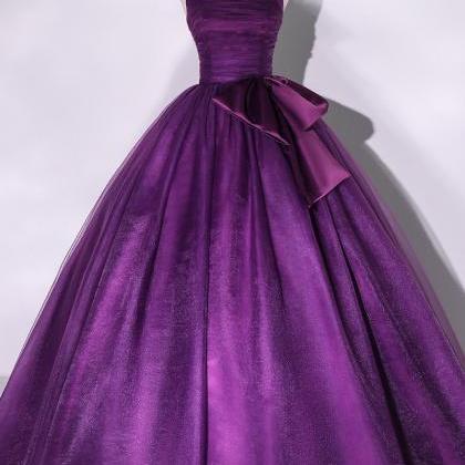 Purple Scoop Tulle Ball Gown Formal Dresses,..