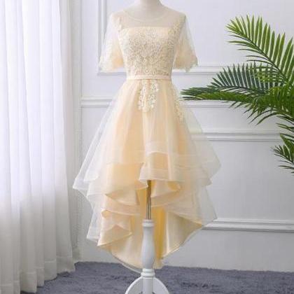 Adorable Light Champagne High Low Party Dress With..