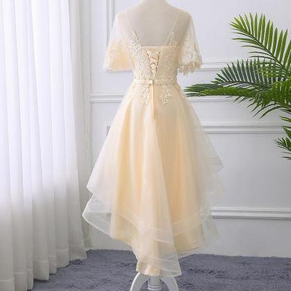 Adorable Light Champagne High Low Party Dress With..