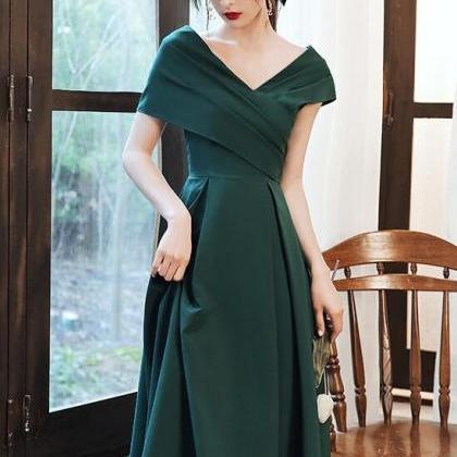 Green Off Shoulder Knee Length Bridesmaid Dress,..
