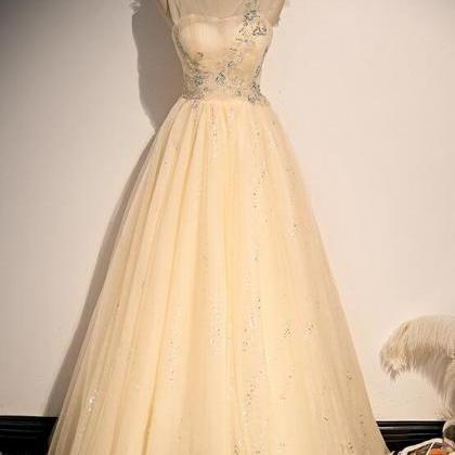 Lovely Champagne Sequins Long Style Party Dress,..