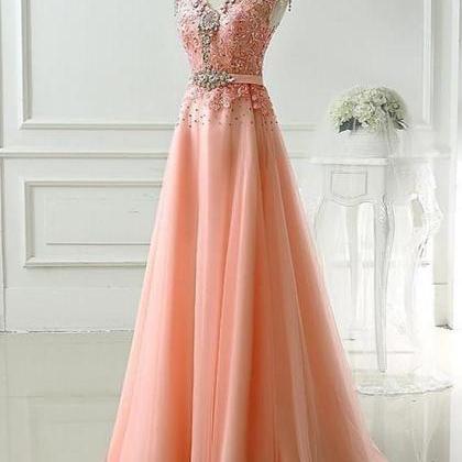 Beautiful Pink Tulle Long Prom Dres..