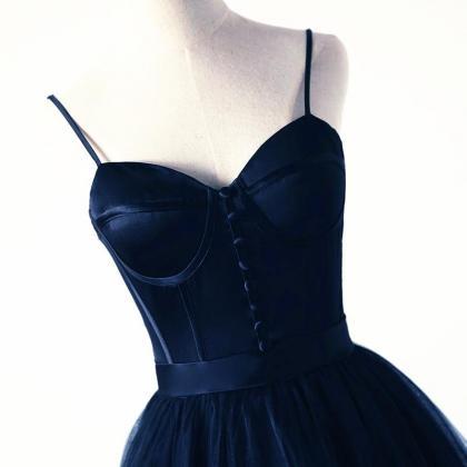 Charming Navy Blue Tulle and Satin ..