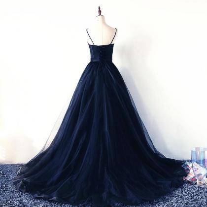 Charming Navy Blue Tulle and Satin ..