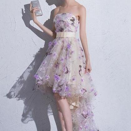 Beautiful Flowers Tulle High Low Scoop Party..